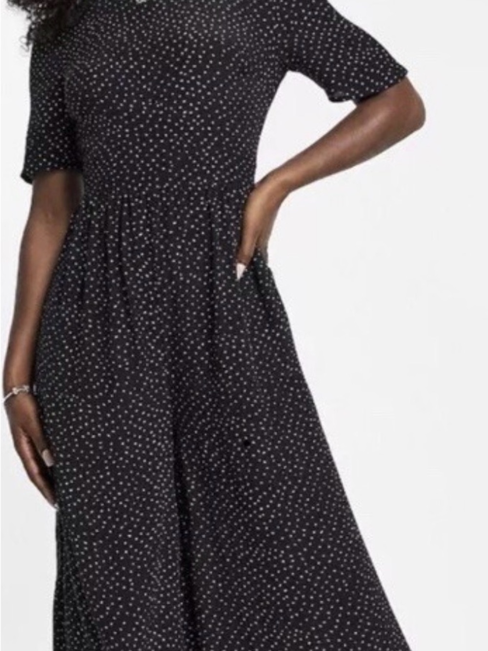 ASOS Black Maxi Dress with White Polka Dot Print